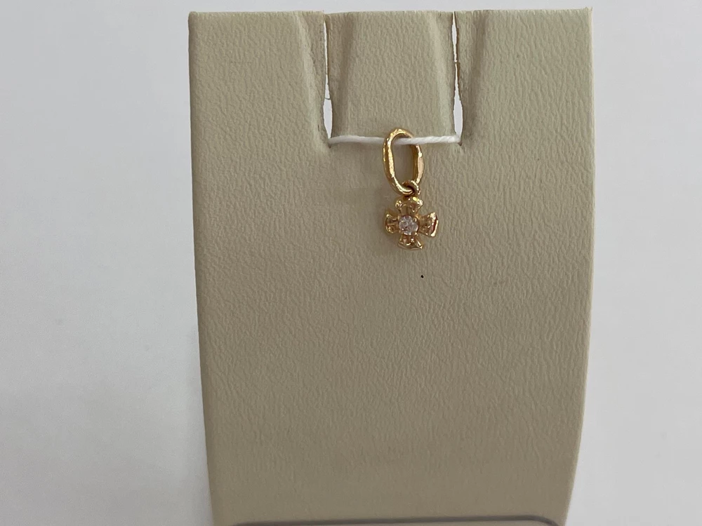 Подвес с фианитом из красного золота 585 пробы