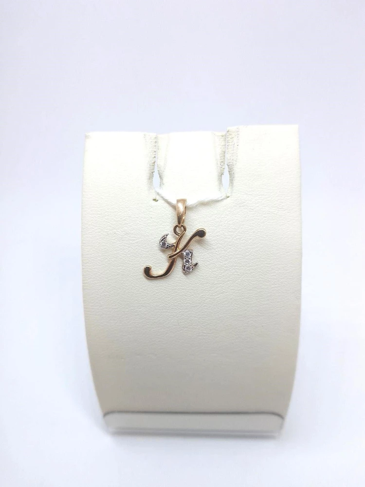 Подвес с фианитом из красного золота 585 пробы