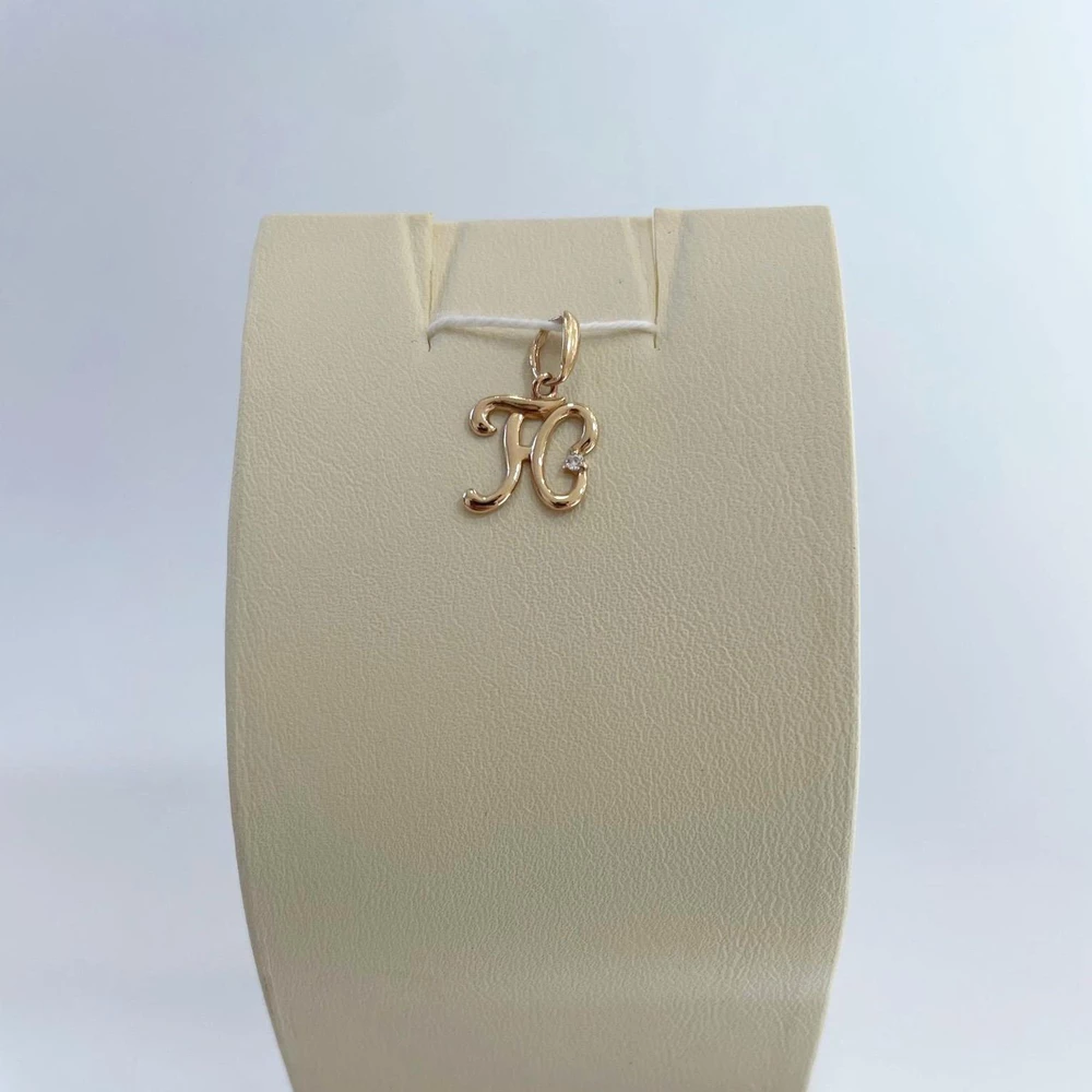 Подвес с фианитом из красного золота 585 пробы