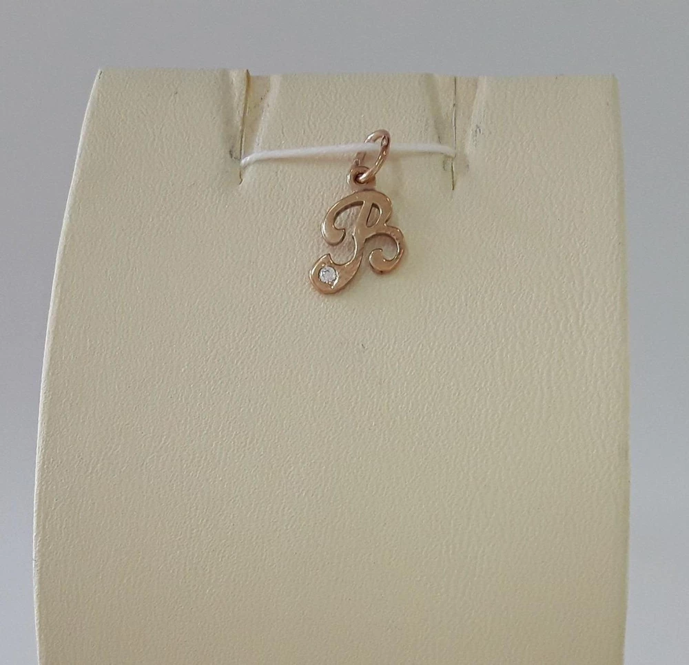 Подвес с фианитом из красного золота 585 пробы