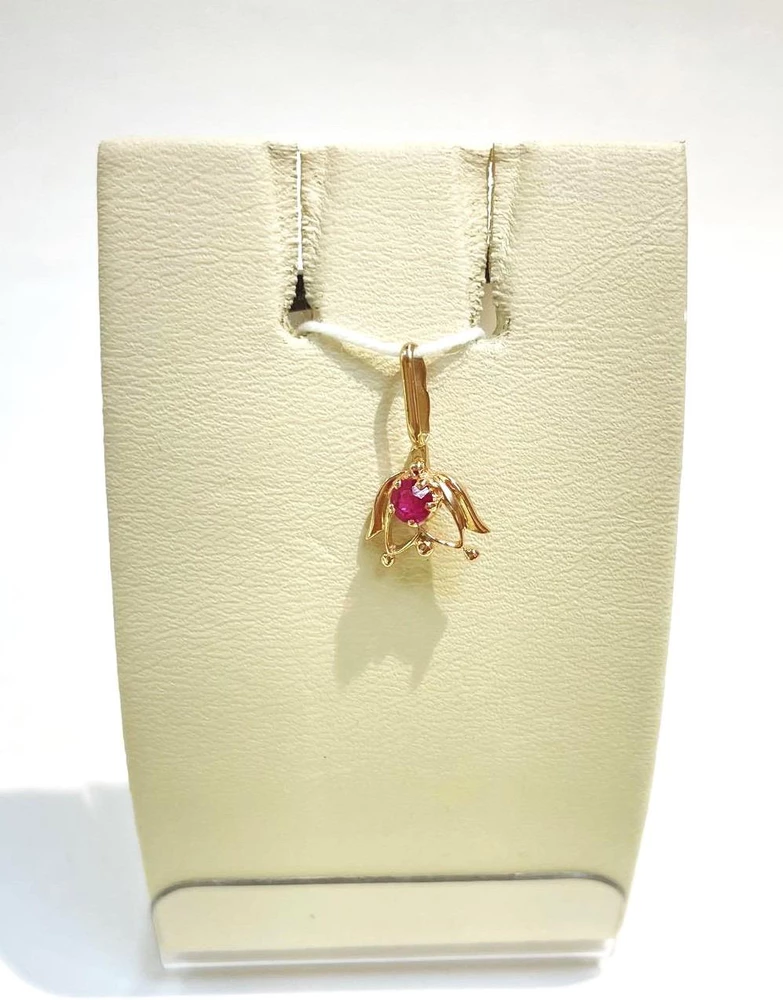 Подвес с фианитом из красного золота 583 пробы