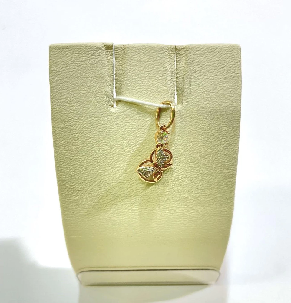 Подвес с фианитом из красного золота 585 пробы