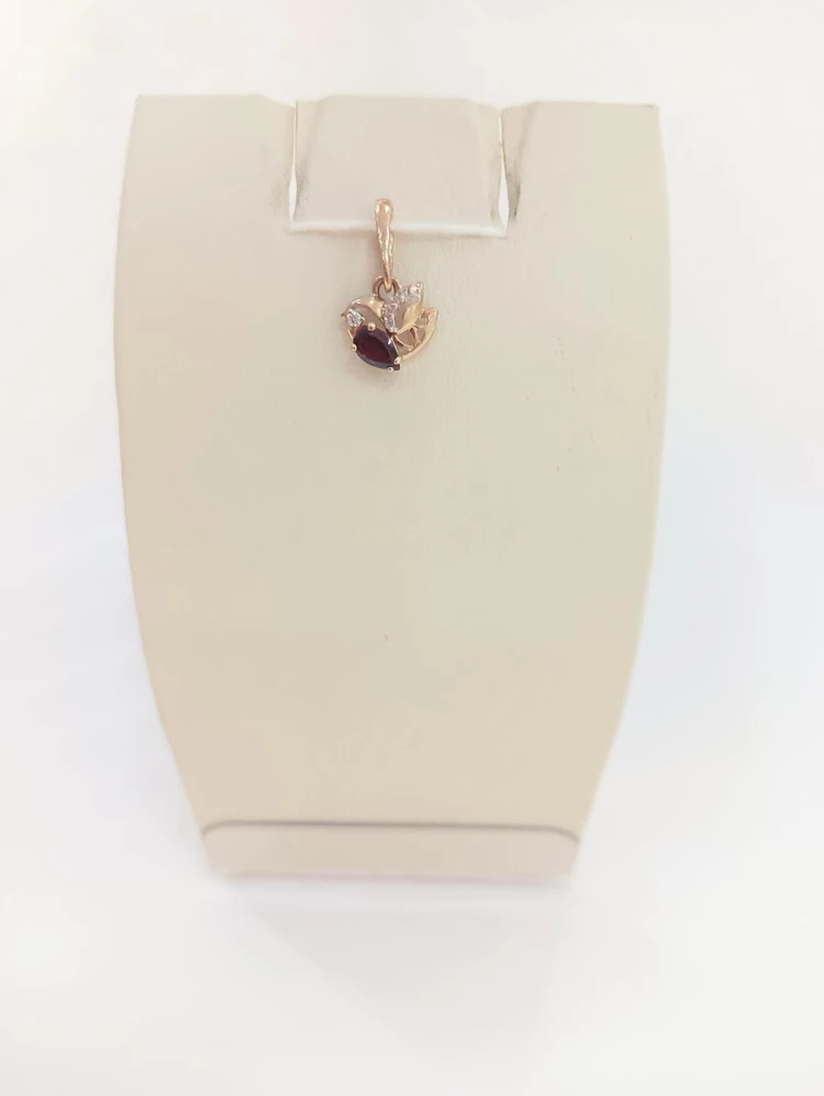 Подвес с фианитом из красного золота 585 пробы