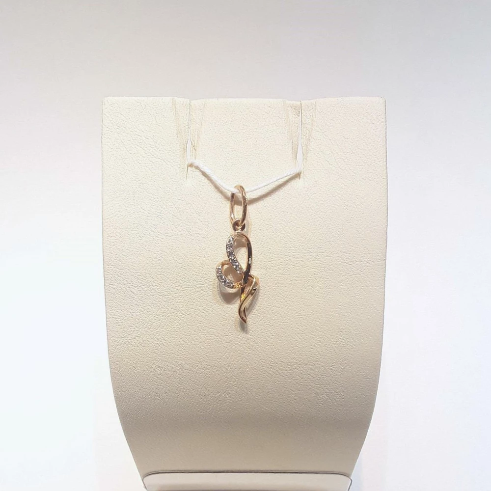 Подвес с фианитом из красного золота 585 пробы