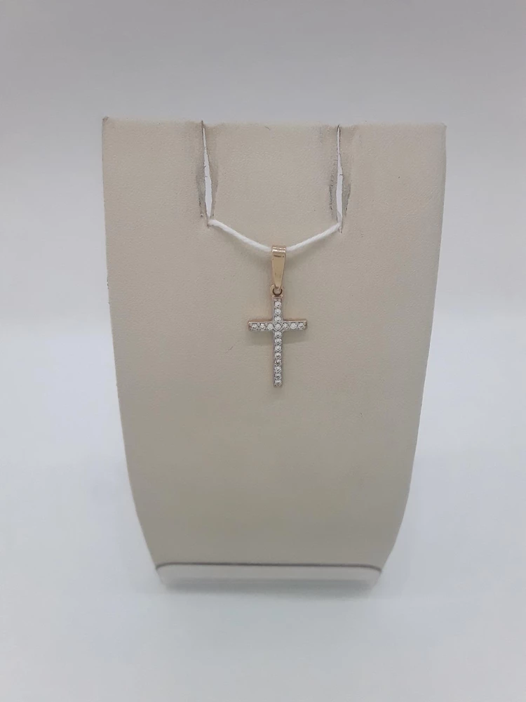 Подвес с фианитом из красного золота 585 пробы