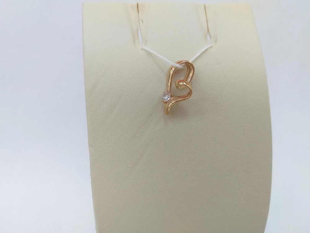 Подвес с фианитом из красного золота 585 пробы