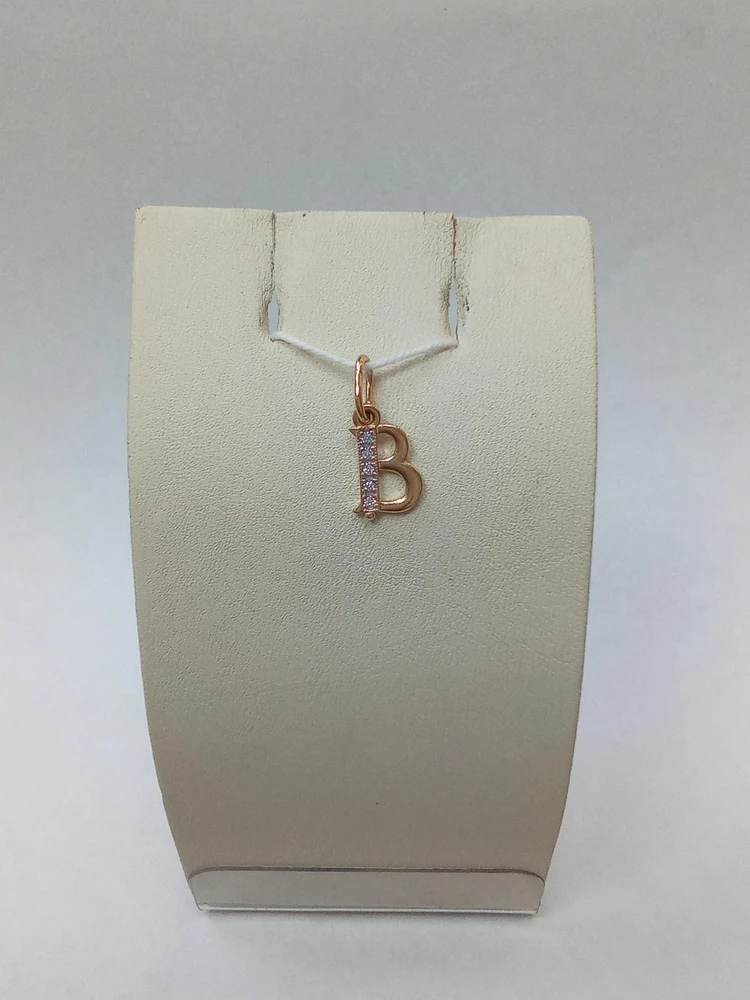 Подвес с фианитом из красного золота 585 пробы