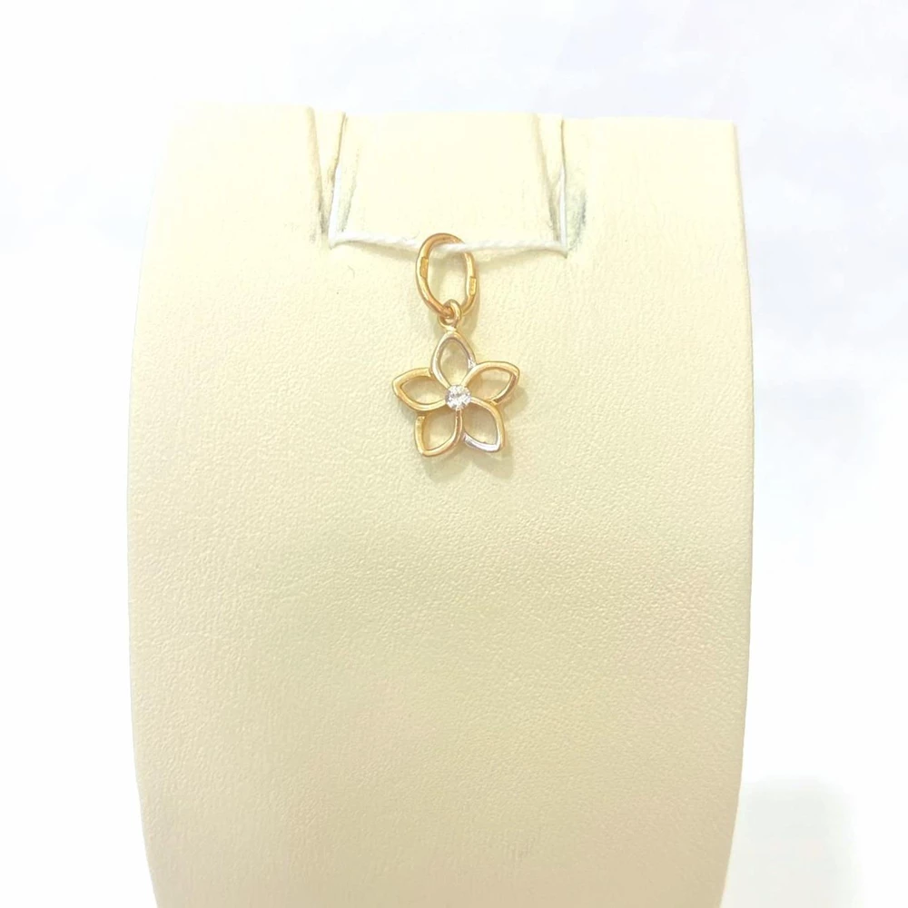 Подвес с фианитом из красного золота 585 пробы