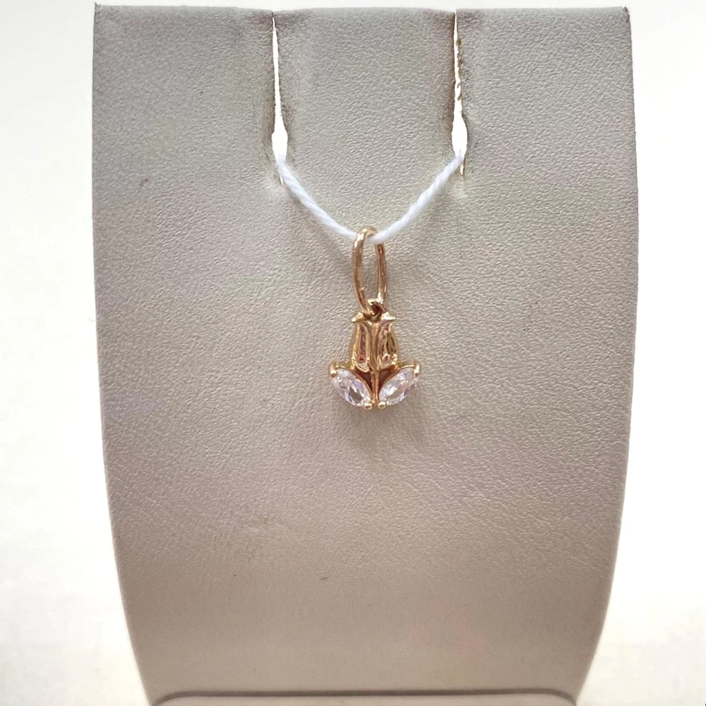 Подвес с фианитом из красного золота 585 пробы