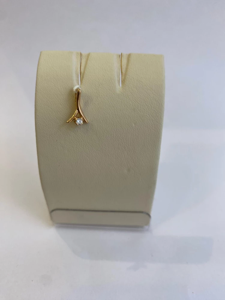 Подвес с фианитом из красного золота 585 пробы