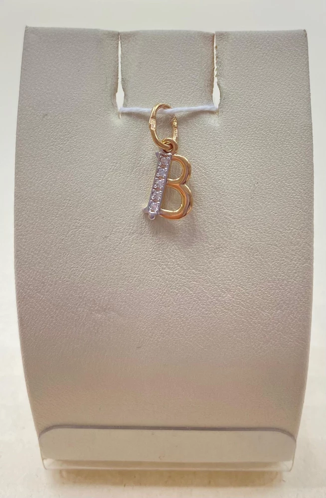 Подвес с фианитом из красного золота 585 пробы