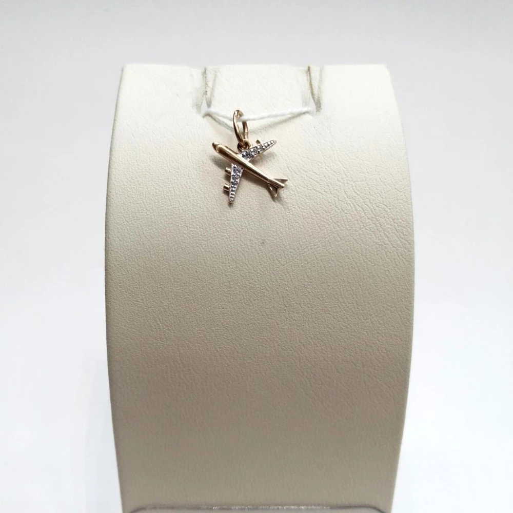 Подвес с фианитом из красного золота 585 пробы