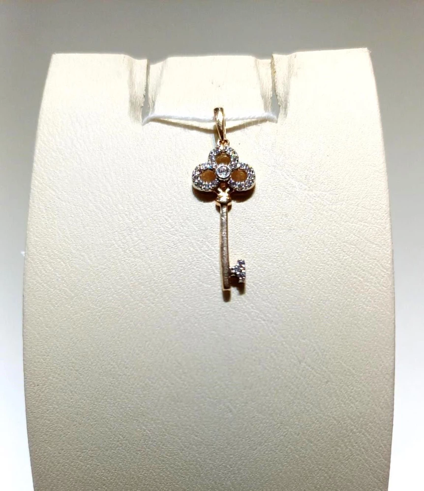 Подвес с фианитом из красного золота 585 пробы