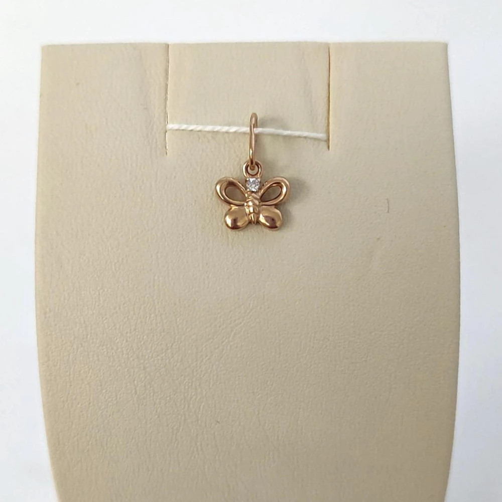 Подвес с фианитом из красного золота 585 пробы