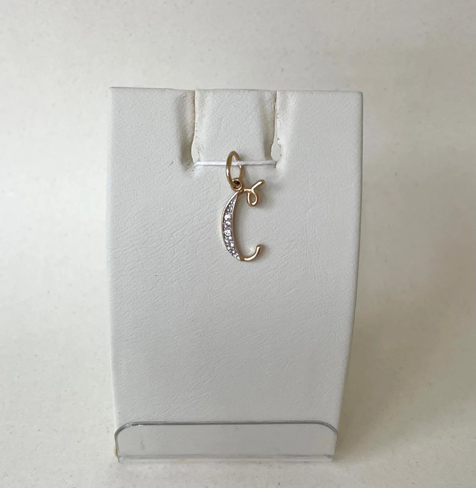 Подвес с фианитом из красного золота 585 пробы