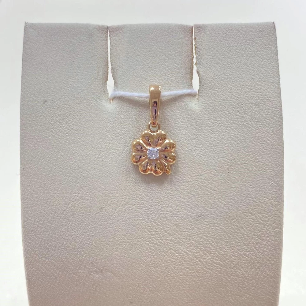 Подвес с фианитом из красного золота 585 пробы