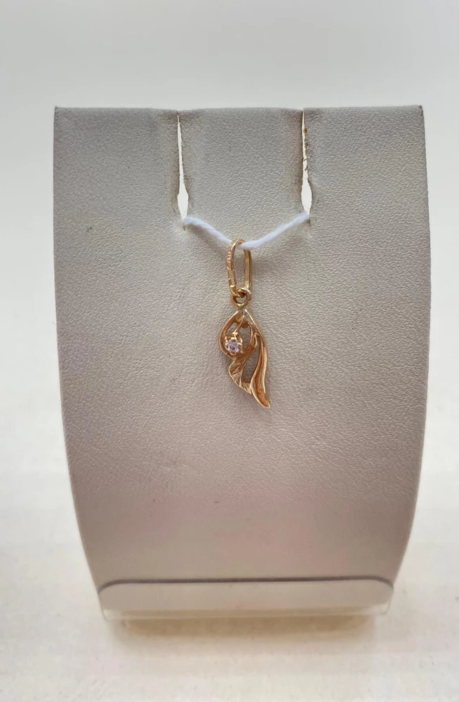 Подвес с фианитом из красного золота 585 пробы