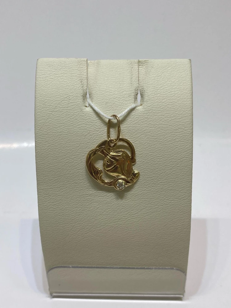 Подвес с фианитом из красного золота 585 пробы