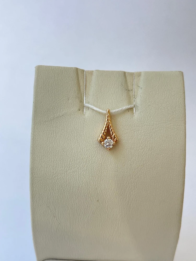 Подвес с фианитом из красного золота 585 пробы