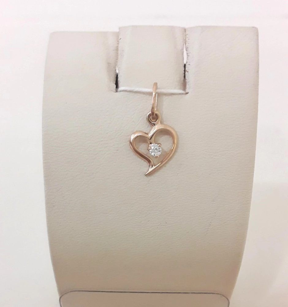 Подвес с фианитом из красного золота 585 пробы