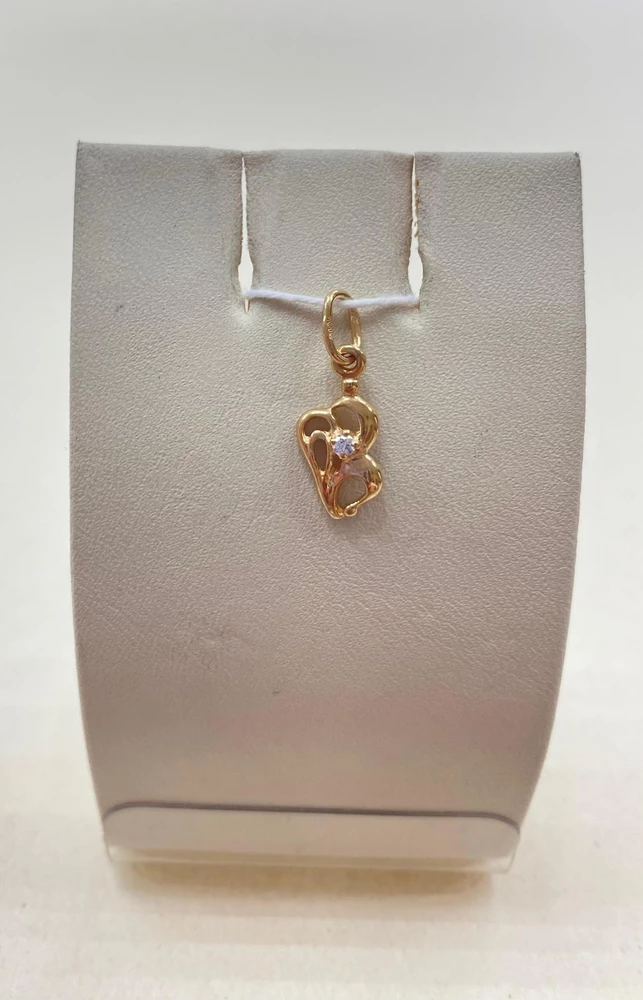 Подвес с фианитом из красного золота 585 пробы