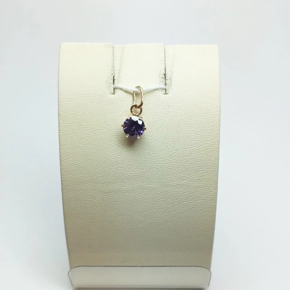 Подвес с фианитом из красного золота 585 пробы