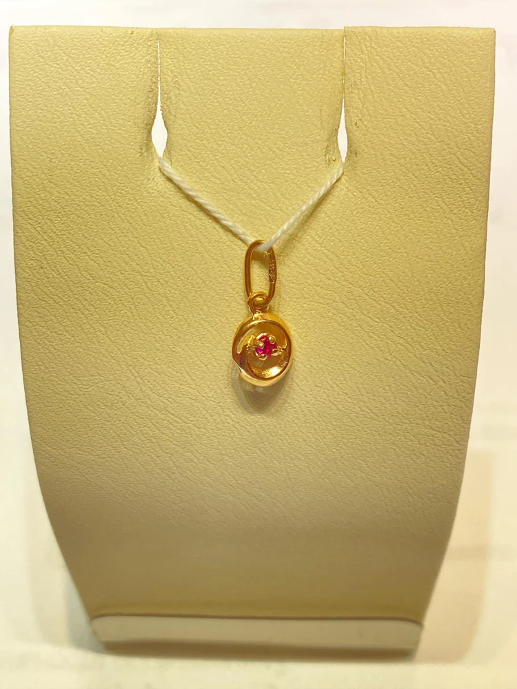 Подвес с фианитом из красного золота 585 пробы