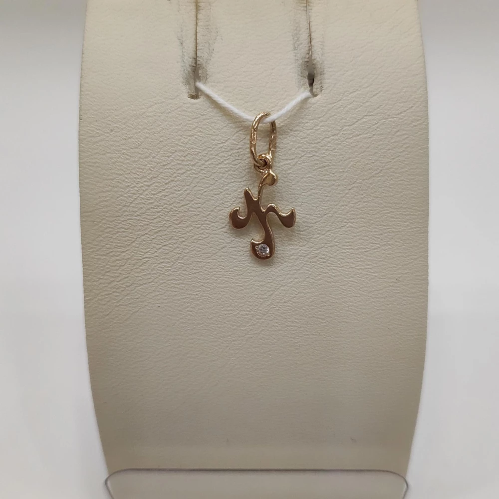 Подвес с фианитом из красного золота 585 пробы