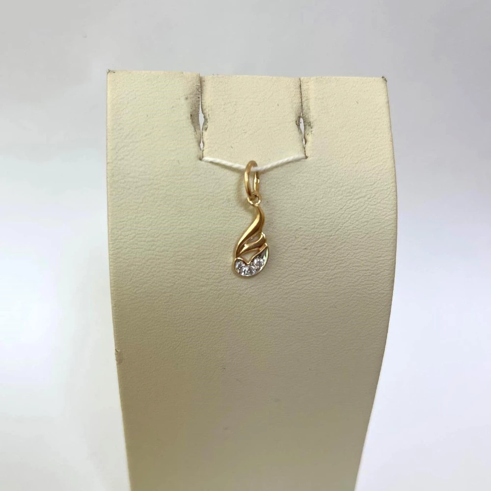 Подвес с фианитом из красного золота 585 пробы