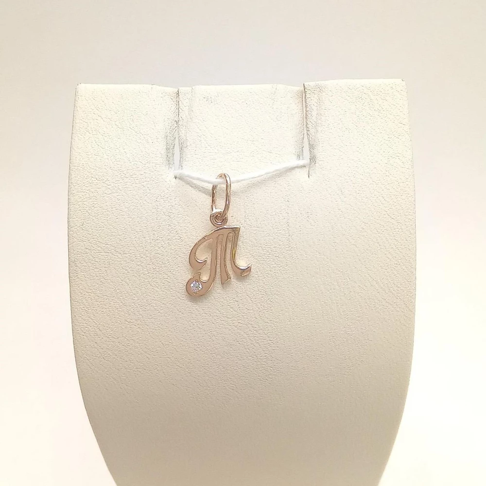 Подвес с фианитом из красного золота 585 пробы