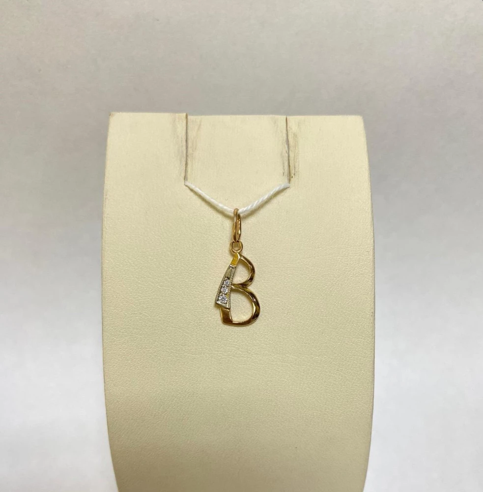 Подвес с фианитом из красного золота 585 пробы