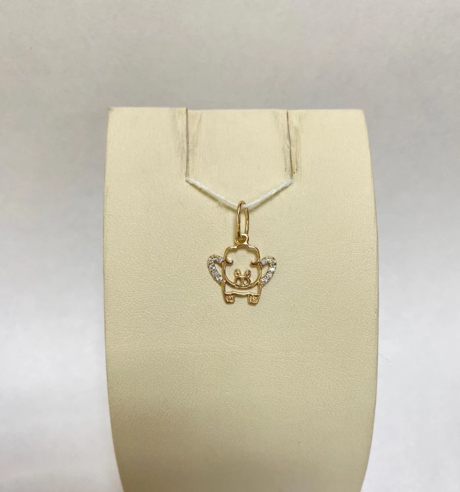 Подвес с фианитом из красного золота 585 пробы