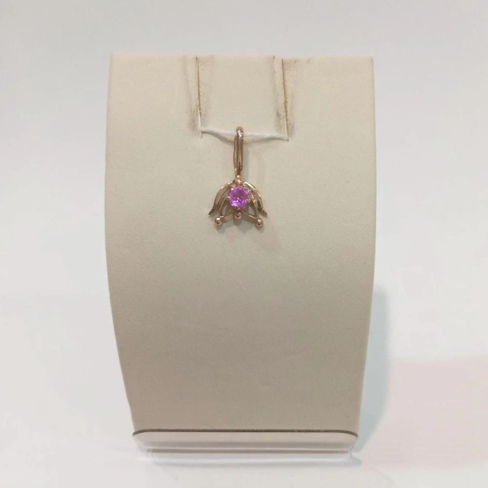 Подвес с фианитом из красного золота 585 пробы