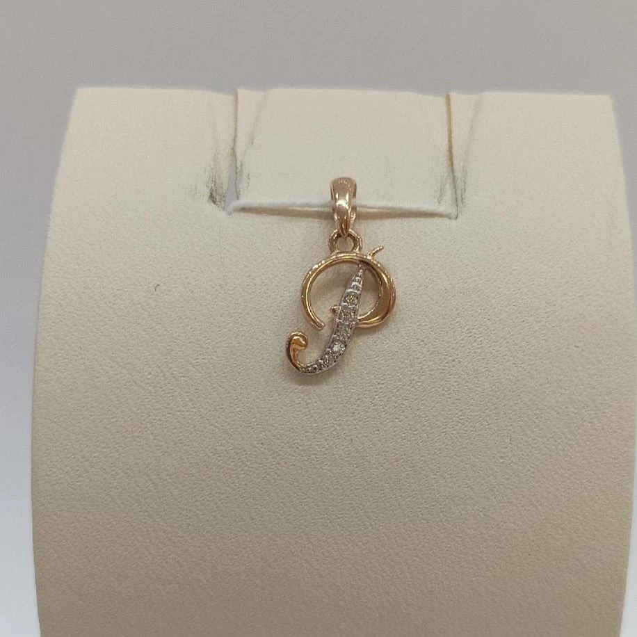 Подвес с фианитом из красного золота 585 пробы