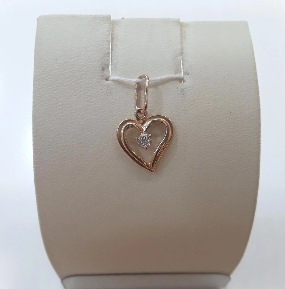 Подвес с фианитом из красного золота 585 пробы