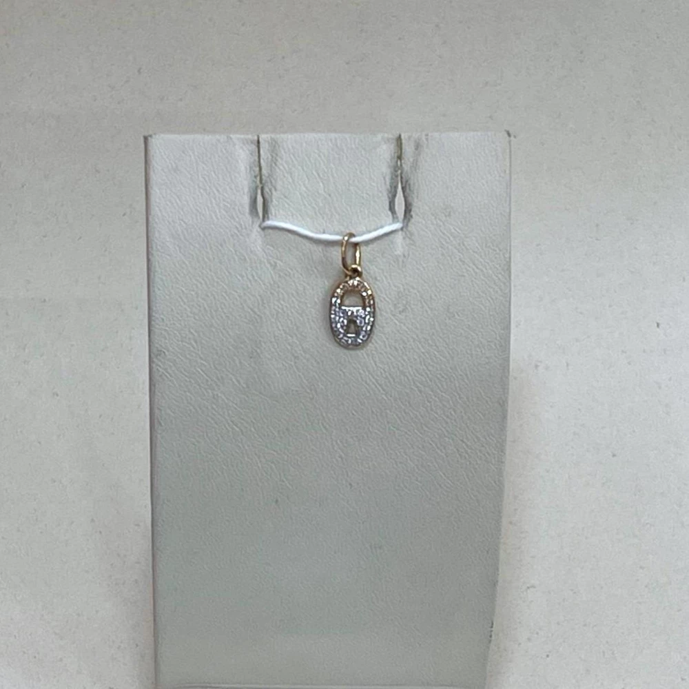 Подвес с фианитом из красного золота 585 пробы