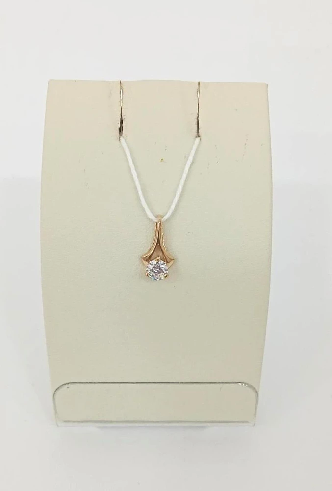 Подвес с фианитом из красного золота 585 пробы