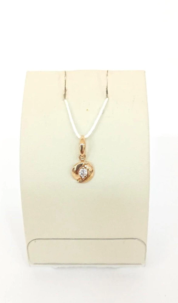 Подвес с фианитом из красного золота 585 пробы