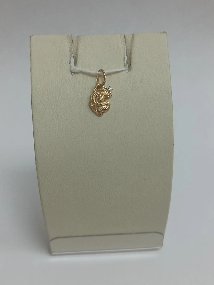 Подвес с фианитом из красного золота 585 пробы