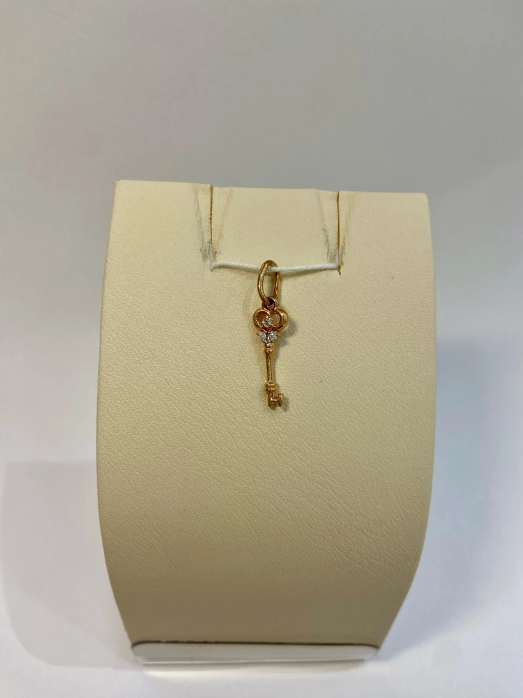 Подвес с фианитом из красного золота 585 пробы