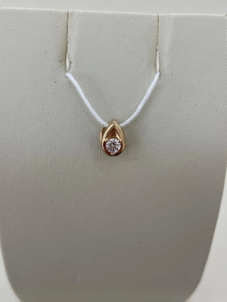 Подвес с фианитом из красного золота 585 пробы