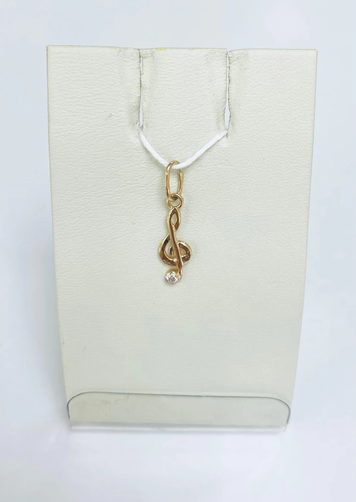 Подвес с фианитом из красного золота 585 пробы