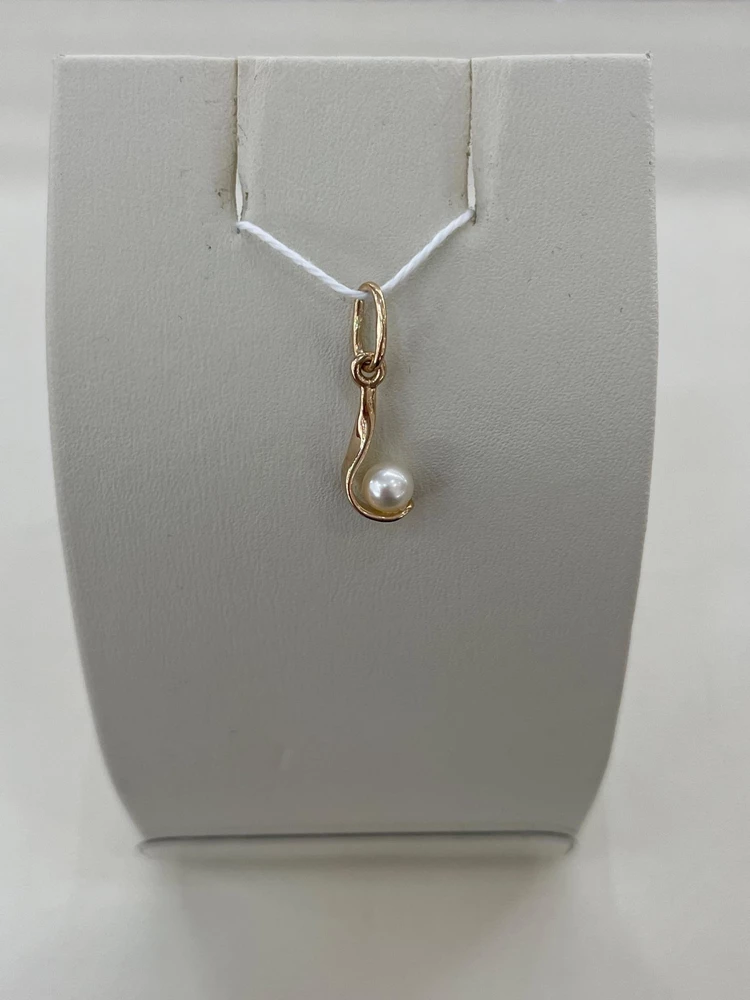 Подвес с жемчугом из красного золота 585 пробы