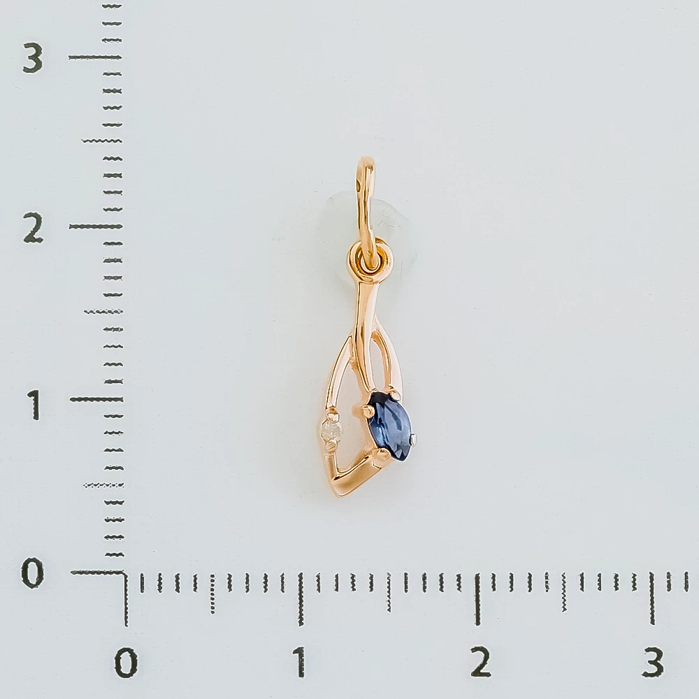 Подвес с сапфиром из красного золота 585 пробы