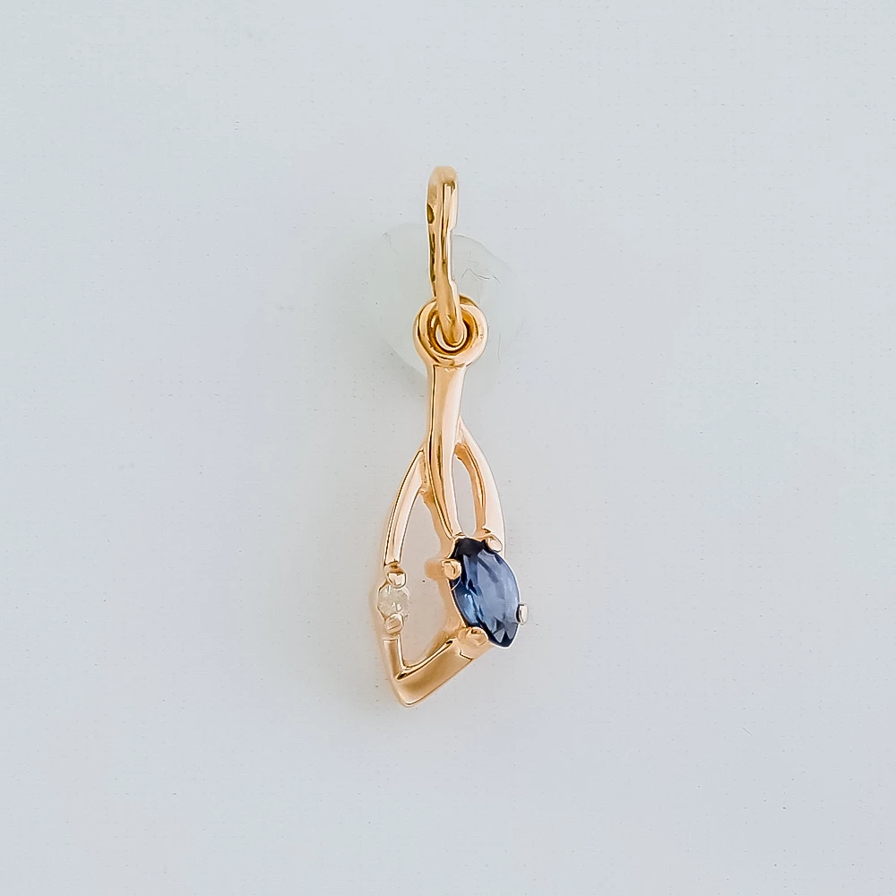 Подвес с сапфиром из красного золота 585 пробы