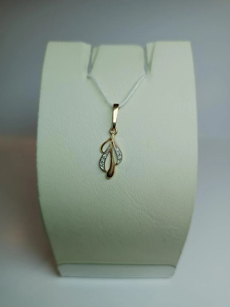 Подвес с фианитом из красного золота 585 пробы