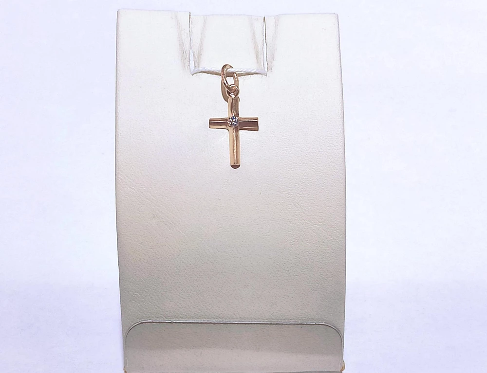 Подвес с фианитом из красного золота 585 пробы