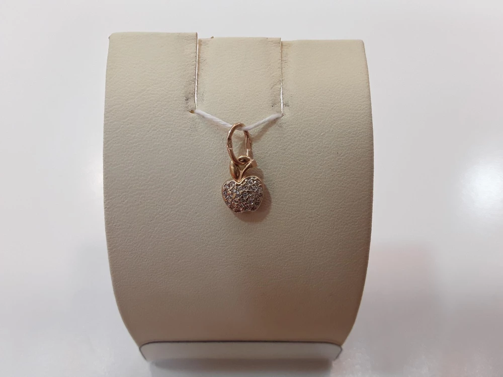 Подвес с фианитом из красного золота 585 пробы