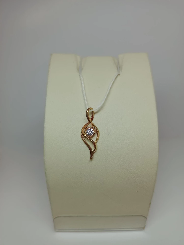 Подвес с фианитом из красного золота 585 пробы