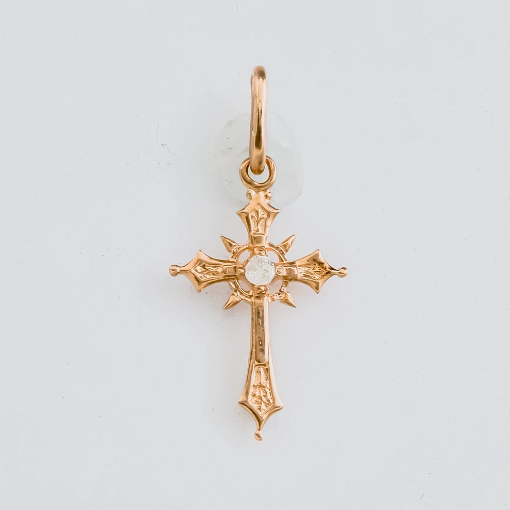 Подвес с фианитом из красного золота 583 пробы